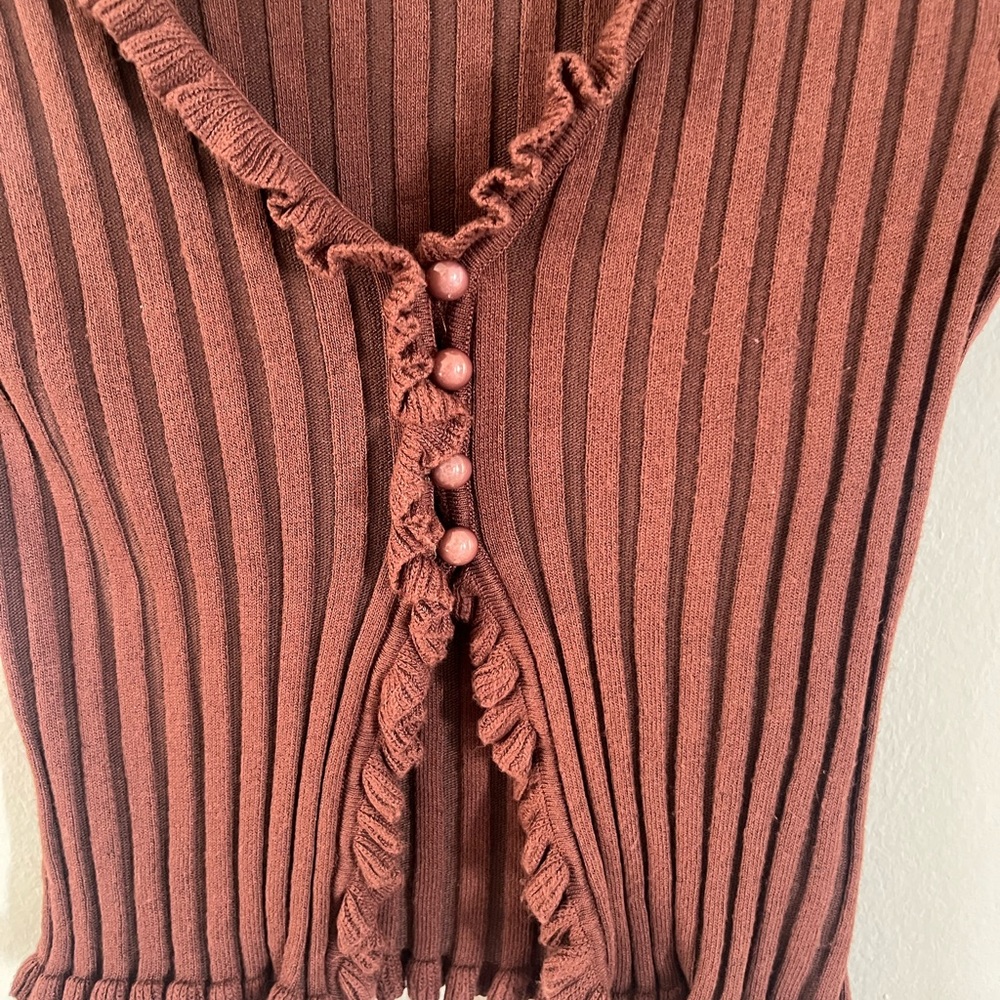 2bella Chocolate Ribbed Blouse - Picture 3 of 6